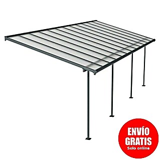 Palram – Canopia Marquesina adosada Sierra (An x Pr: 739 x 299 cm, Antracita, Policarbonato, Gris)