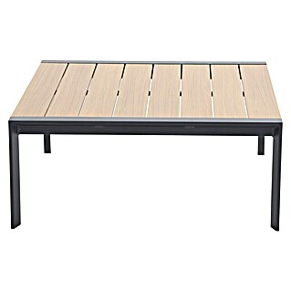 Sunfun Maja Loungetisch Holzoptik (L x B x H: 100 x 100 x 42 cm, Aluminium, Night-Grey)