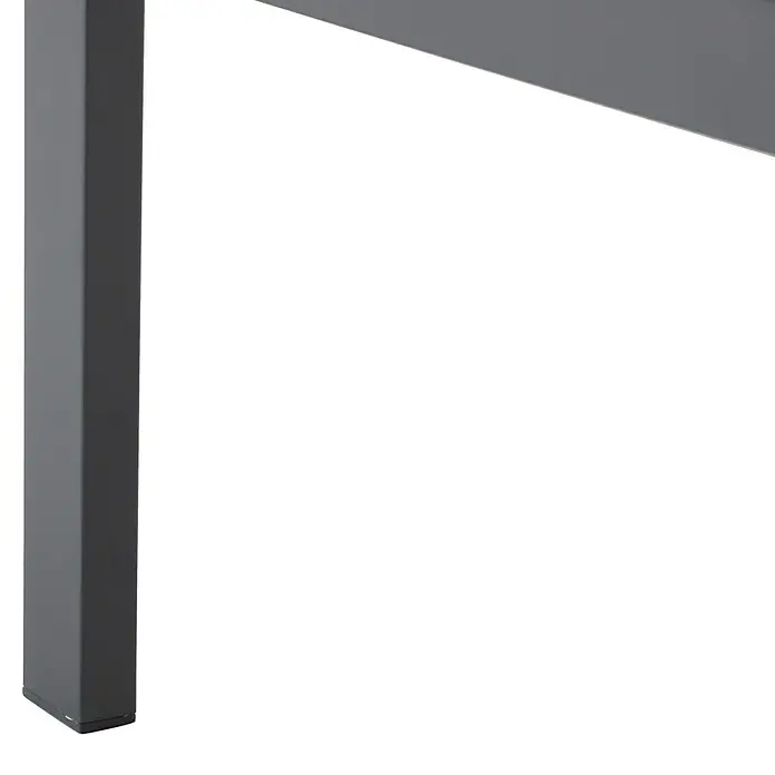 Sunfun Maja Loungetisch Holzoptik - L x B x H: 100 x 100 x 42 cm, Aluminium, Night-Grey - Detailansicht eines modernen, grauen Metallrahmens, ideal für minimalistisches Design und robuste Konstruktion.