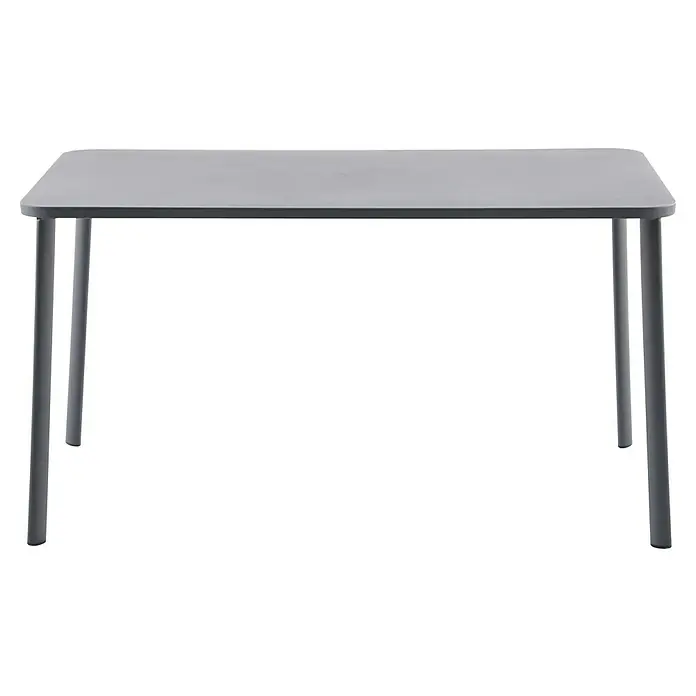 Sunfun Gastro Gartentisch - L x B x H: 142,5 x 82,5 x 75 cm, Stahl, Night-Grey, Stapelbar - Ein grauer Tisch mit einem minimalistischen Design und einem stabilen, rechteckigen Gestell. Ideal für moderne Wohnräume.
