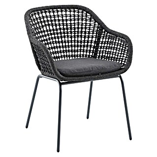 Sunfun Sarah Gartensessel Rope (Stahl, Olefin, Night Grey, B x T x H: 59 x 58 x 80 cm)