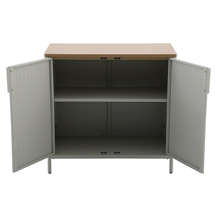 Sunfun Solo Garten-Aufbewahrungschrank (L x B x H: 90 x 46 x 86 cm, Stahl, Polywood, Light-Grey) | BAUHAUS