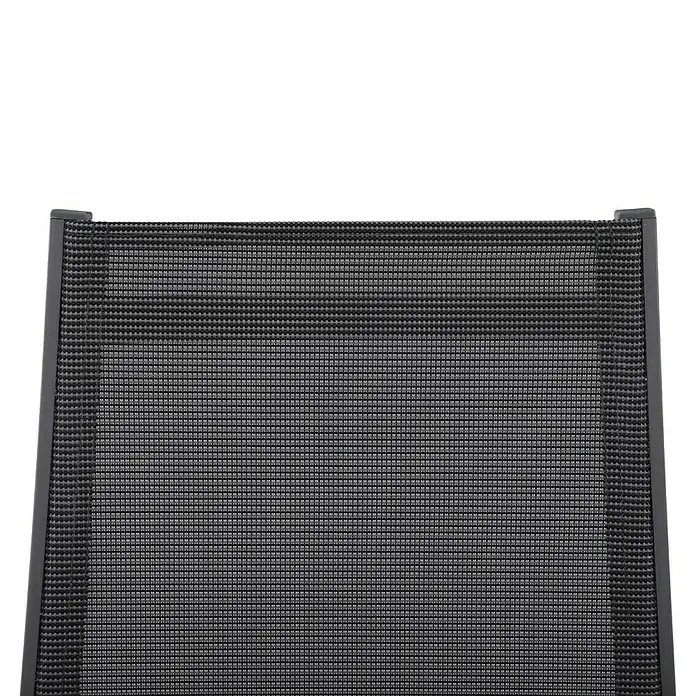 Sunfun Gastro Gartensessel - Stahl, Textilen, Stapelbar, Night-Grey, B x T x H: 57,5 x 68,5 x 88 cm - Detailansicht eines modernen, grauen Outdoor-Stuhls mit wetterfestem Textilgewebe und robustem Rahmen für den Garten oder die Terrasse.