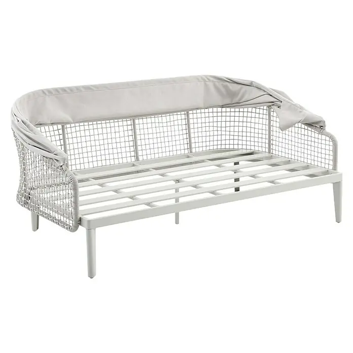 Sunfun Solo Rope Loungesofa - B x T x H: 187 x 114 x 81,5 cm, Aluminium, Olefin, Light-Greige - Das helle Tagesbett mit Stoffbezug bietet eine stilvolle und bequeme Entspannung im Freien, ideal für Garten und Terrasse.