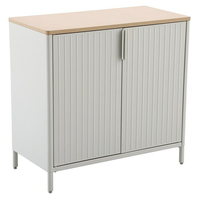 Sunfun Solo Garten-Aufbewahrungschrank (L x B x H: 90 x 46 x 86 cm, Stahl, Polywood, Light-Grey) | BAUHAUS