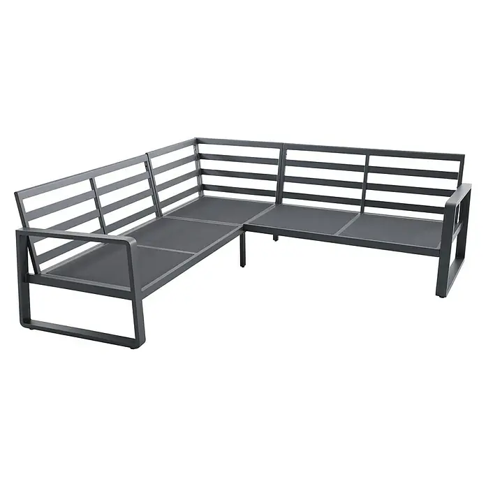 Sunfun Maja Loungesofa-Eckelement - Aluminium, Olefin, Night-Grey - Graues modulares Gartensofa mit modernen Arm- und Rückenlehnen für entspannte Stunden im Freien. Die ideale Ergänzung für Ihre Terrasse.