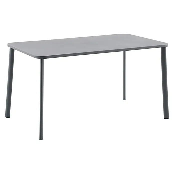 Gartenmöbel-Set Gastro/Zingst II - 5 -tlg., Stahl, Eisengrau, Night-Grey - Grauer Tisch mit stabilen Metallbeinen, ideal für moderne Büros oder Wohnräume. Er bietet eine robuste und stilvolle Arbeitsfläche.