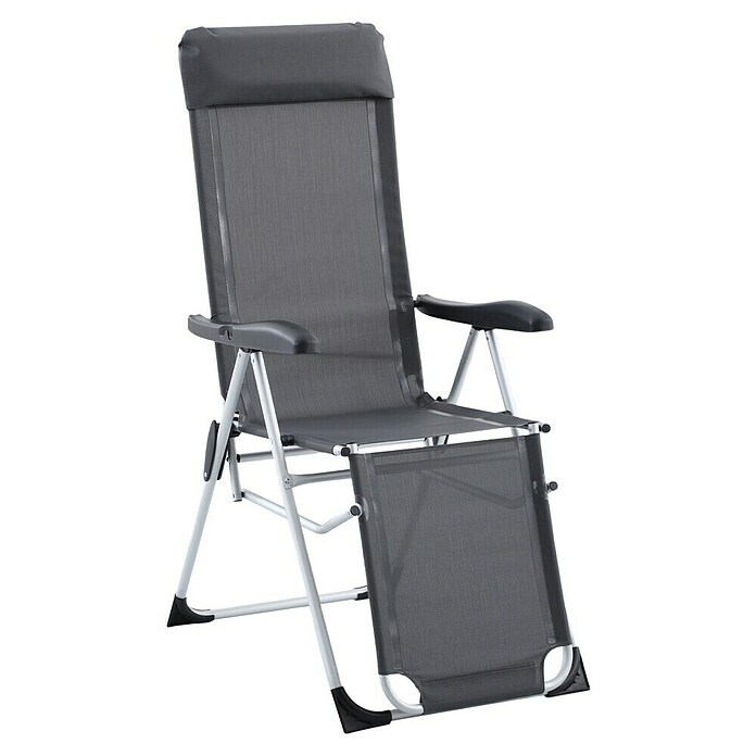 Sunfun Campingstuhl mit Kopfkissen (B x T x H: 57 x 80 x 118 cm, Night-Grey, Aluminium, Textilene) | BAUHAUS