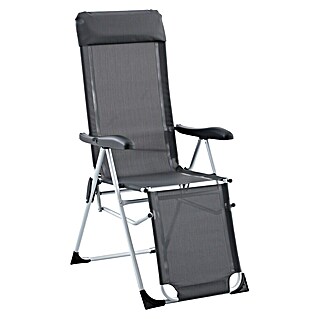 Sunfun Campingstuhl mit Kopfkissen (B x T x H: 57 x 80 x 118 cm, Night-Grey, Aluminium, Textilene)