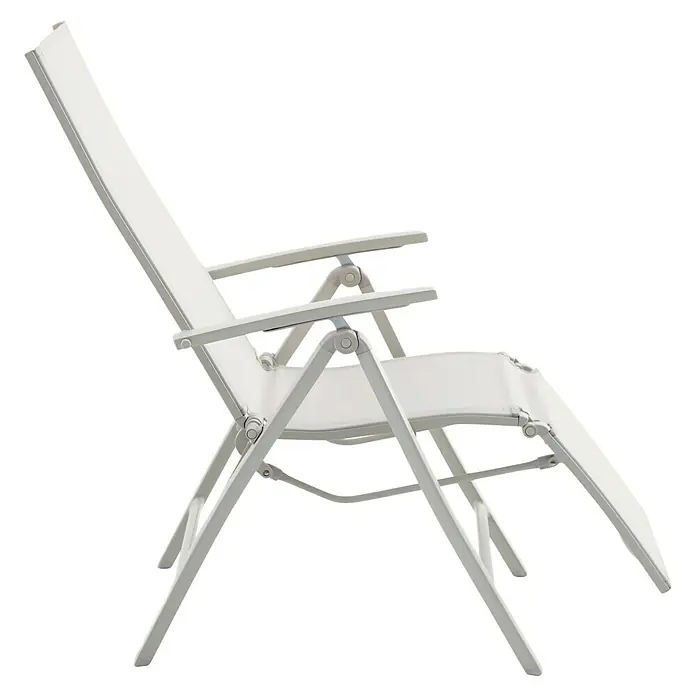Sunfun Maja Garten-Liegestuhl - Aluminium, Textil, Rückenlehne verstellbar, Light-Greige, B x T x H: 61 x 69 x 111 cm - Ein stilvoller, weißer Klappstuhl für entspannte Stunden im Freien. Ideal für Garten, Balkon oder Terrasse.