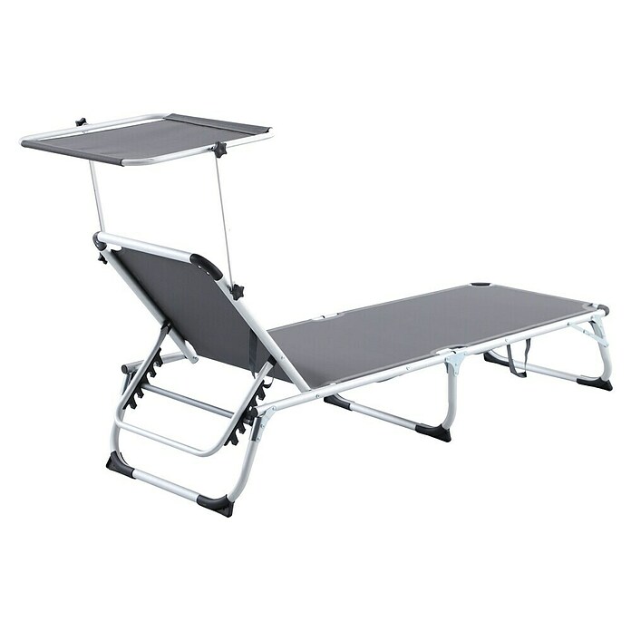 Sunfun Campingliege mit Sonnendach (Night-Grey, Aluminium, Textilene) | BAUHAUS