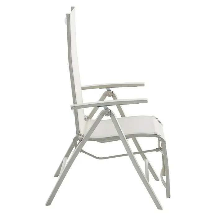Sunfun Maja Garten-Liegestuhl - Aluminium, Textil, Rückenlehne verstellbar, Light-Greige, B x T x H: 61 x 69 x 111 cm - Dieser hochwertige, klappbare Strandstuhl in Weiß bietet Komfort und Stil für entspannte Tage am Meer. Das robuste Design sorgt für Langlebigkeit.
