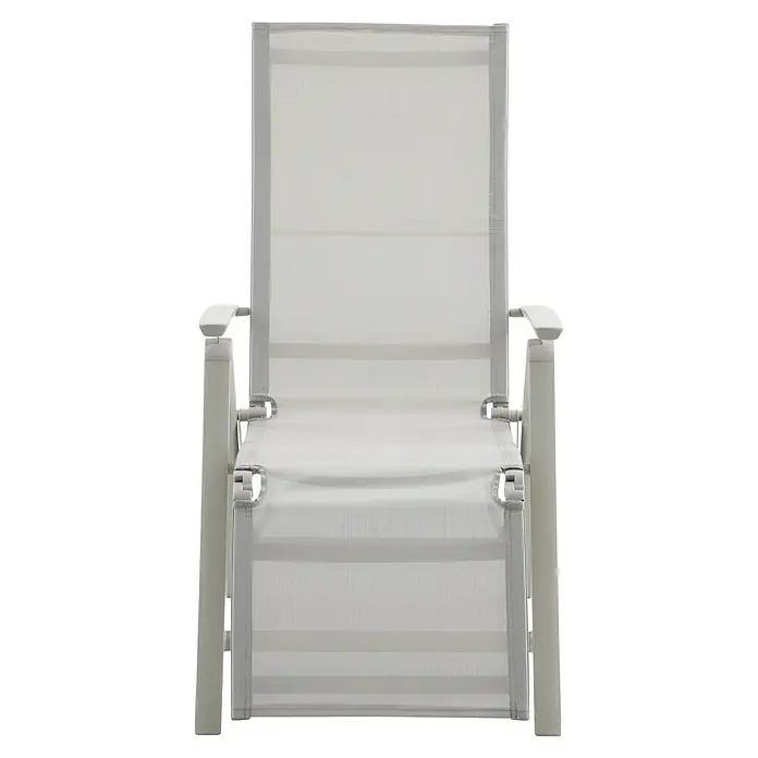 Sunfun Maja Garten-Liegestuhl - Aluminium, Textil, Rückenlehne verstellbar, Light-Greige, B x T x H: 61 x 69 x 111 cm - Ein weißer Liegestuhl mit Armlehnen, ideal für den Garten oder die Terrasse. Das schlichte Design passt sich jeder Umgebung an.