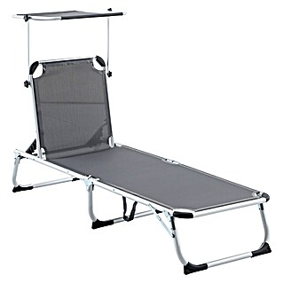 Sunfun Campingliege mit Sonnendach (Night-Grey, Aluminium, Textilene)