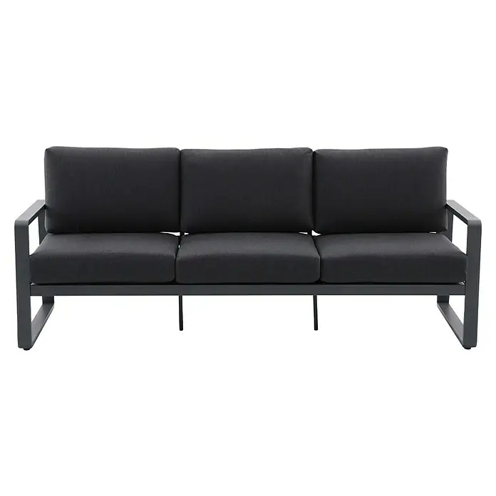 Sunfun Maja Loungesofa 3-Sitzer - B x T x H: 203 x 76 x 74,5 cm, Aluminium, Olefin, Night-Grey - Eine elegante graue 3-Sitzer Couch mit bequemen Kissen und einem modernen Rahmen. Ideal für stilvolle Wohnräume und Entspannung.