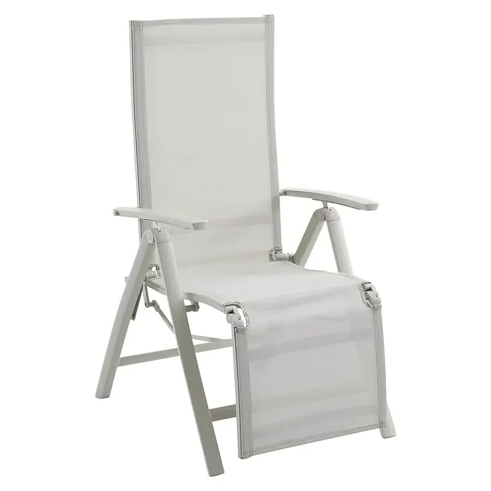 Sunfun Maja Garten-Liegestuhl - Aluminium, Textil, Rückenlehne verstellbar, Light-Greige, B x T x H: 61 x 69 x 111 cm - Dieser hochwertige, verstellbare Liegestuhl in Weiß bietet optimalen Komfort für entspannte Stunden im Freien. Das elegante Design passt perfekt in jeden Garten.