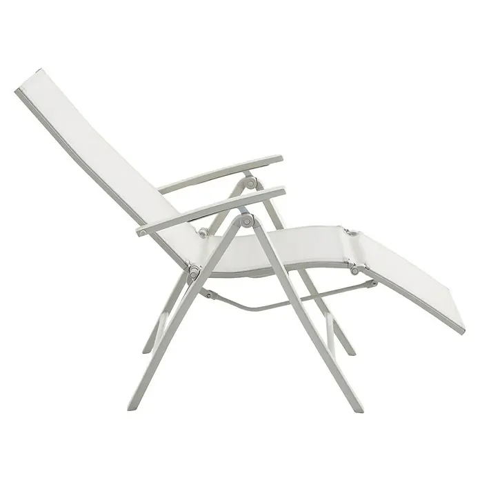 Sunfun Maja Garten-Liegestuhl - Aluminium, Textil, Rückenlehne verstellbar, Light-Greige, B x T x H: 61 x 69 x 111 cm - Entspannen Sie stilvoll mit diesem verstellbaren, weißen Liegestuhl. Das ideale Möbelstück für Garten, Terrasse oder Balkon.