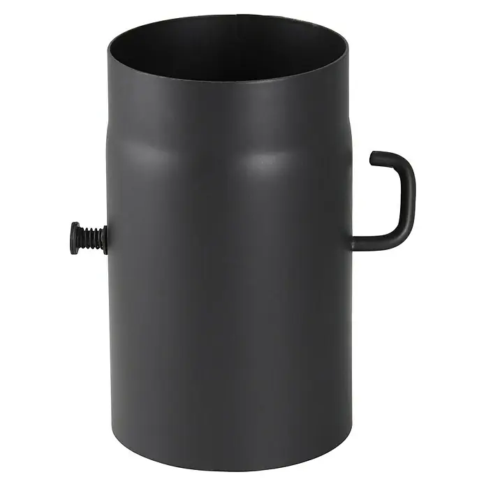 Ofenrohr - Ø x L: 150 x 250 mm, Schwarz, Mit Drosselklappe - Schwarzer Kaminkonus mit Griff und Stellschraube, ideal für Kaminöfen. Robuste Bauweise für sichere Nutzung.