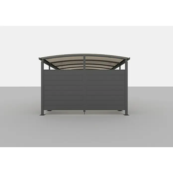 Allview Wandelement Calux Endwand - Passend für: Allview Calux Carport - Ein geräumiger, grauer Gerätehaus mit einem stilvollen, gewölbten Dach bietet optimalen Schutz für Gartengeräte und mehr.