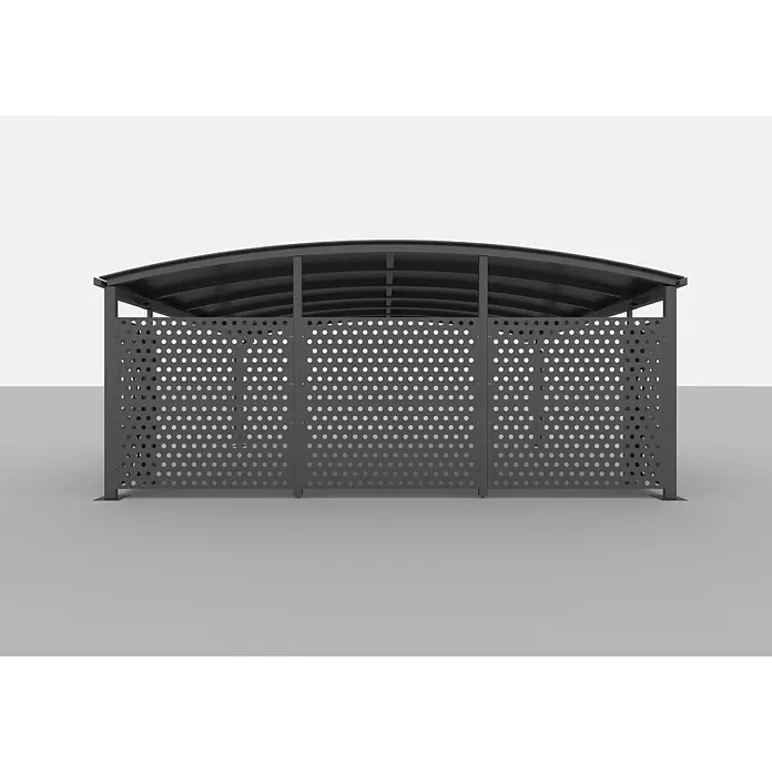 Allview Wandelement Calux - Passend für: Allview Calux Doppelcarport, 565 x 170 cm - Grauer Fahrradunterstand mit perforierten Wänden und gewölbtem Dach, ideal zum Schutz von Fahrrädern vor Witterungseinflüssen.