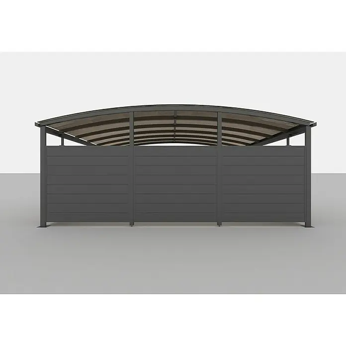 Allview Wandelement Calux Endwand - Passend für: Allview Doppelcarport Calux - Abfallcontainerbox mit braunem, gewölbtem Dach und grauer Verkleidung. Praktisch und optisch ansprechend für jeden Außenbereich.