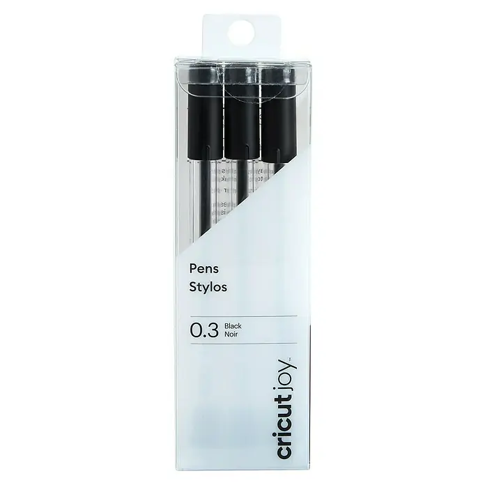 Cricut Joy Filzstift-Set Pens Stylos - 3 Stk., Schwarz, Strichstärke: 0,3 mm - Cricut Joy Stifte, 0,3 mm, in Schwarz. Ideal für präzise Linienführung bei Ihren kreativen Projekten. Perfekt für Cricut Joy Schneidemaschinen.