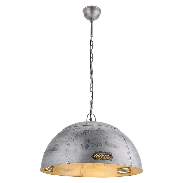 Just Light Samia Pendelleuchte - Ø x H: 600 mm x 120 cm - Die Hängeleuchte im Industrial-Stil mit silberfarbenem Finish ist ein echter Hingucker. Ideal für moderne Wohnräume.