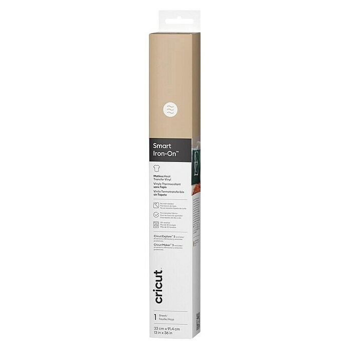 Cricut Aufbügelfolie Smart Iron-On (Gold, L x B: 91,4 x 33 cm, Passend für: Cricut Explore® 3 & 4, Cricut Maker® 3 & 4) | BAUHAUS