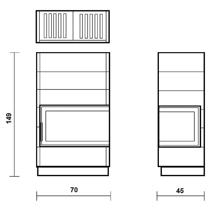 Domofire Kaminofen Erfurt rechts - 6 kW - Ansicht einer modernen modularen Wohnwand mit Schubladen, Regalen und Ablagefächern in minimalistischem Design, ideal für Wohn- und Arbeitsbereiche.