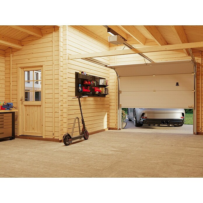 Palmako Garaje Roger con puerta seccional (Medidas ext. (An x Pr): 564 x 601 cm, Madera, Natural, 27,1 m²) | BAUHAUS