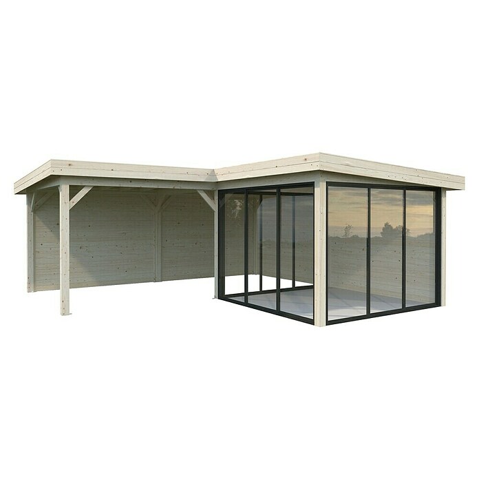 Palmako Caseta de jardín Lenna Set 412 Slide (Medidas ext. (An x Pr): 628 x 628 cm, Madera, Natural) | BAUHAUS