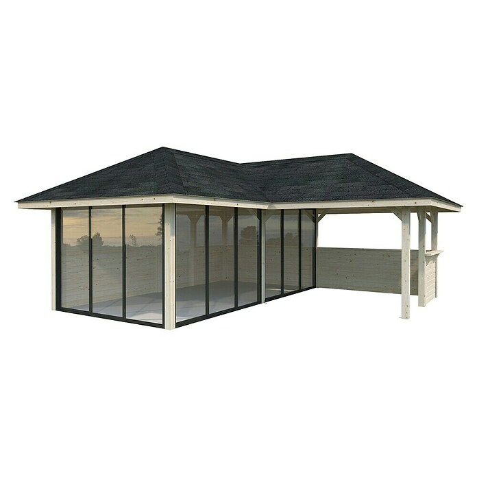Palmako Caseta de jardín Bianca Set 523 Slide Plus (Medidas ext. (An x Pr): 672 x 672 cm, Madera, Natural) | BAUHAUS