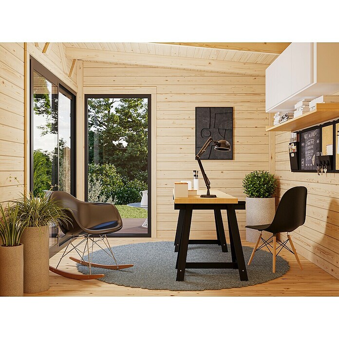 Palmako Caseta de jardín Andrea Slide Plus (Medidas ext. (An x Pr): 340 x 352 cm, Madera, Natural) | BAUHAUS