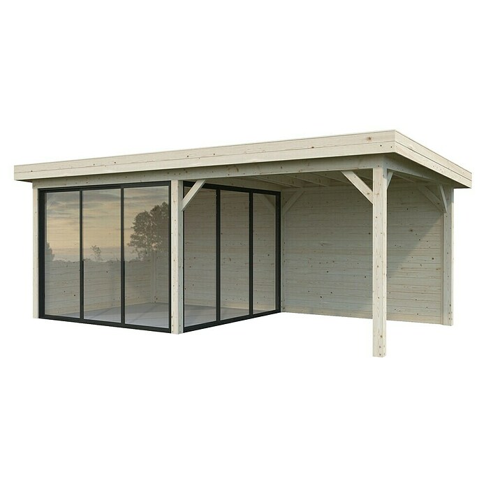 Palmako Caseta de jardín Lenna Set 405 Slide (Medidas ext. (An x Pr): 628 x 340 cm, Madera, Natural) | BAUHAUS