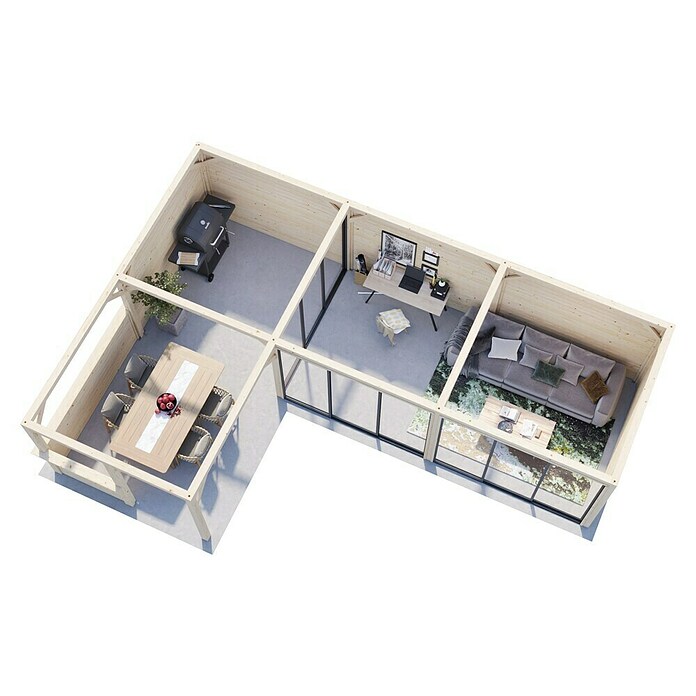 Palmako Caseta de jardín Bianca Set 520 Slide Plus (Medidas ext. (An x Pr): 960 x 672 cm, Madera, Natural) | BAUHAUS