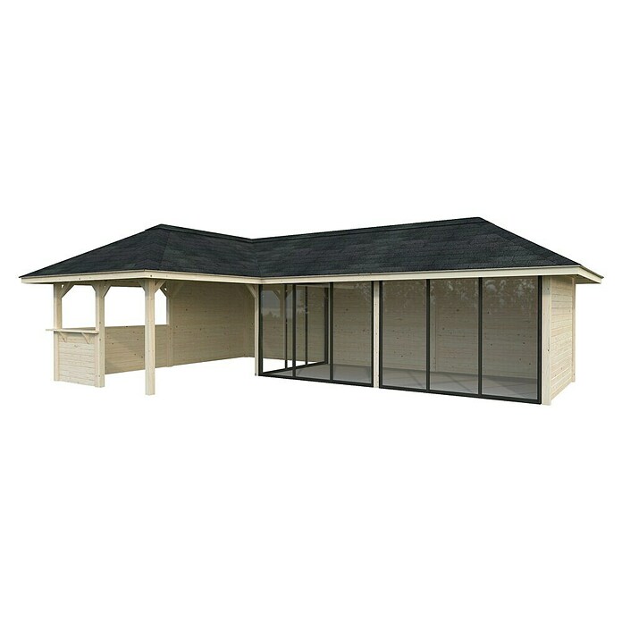Palmako Caseta de jardín Bianca Set 520 Slide Plus (Medidas ext. (An x Pr): 960 x 672 cm, Madera, Natural) | BAUHAUS