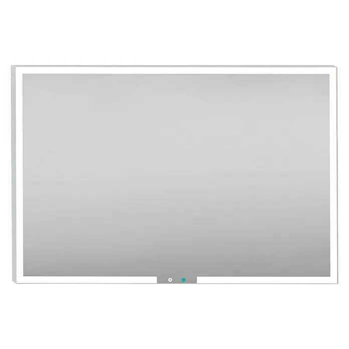 Camargue Espejo con luz Yves - An x Al: 120 x 80 cm - Un espejo rectangular retroiluminado con LED, perfecto para baños, con un marco delgado y dos botones de control redondos en el borde inferior.