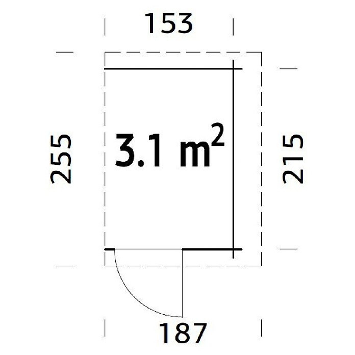 Palmako Caseta de jardín adosada (Medidas ext. (An x Pr): 255 x 187 cm, Madera, Natural) | BAUHAUS