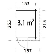 Palmako Caseta de jardín adosada (Medidas ext. (An x Pr): 255 x 187 cm, Madera, Natural) | BAUHAUS