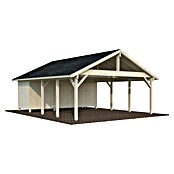 Palmako Carport doble con trastero Classico Robert (Medidas ext. (An x Pr): 600 x 762 cm, Carport doble, Natural) | BAUHAUS