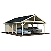 Palmako Carport doble con trastero Classico Robert (Medidas ext. (An x Pr): 600 x 762 cm, Carport doble, Natural) | BAUHAUS