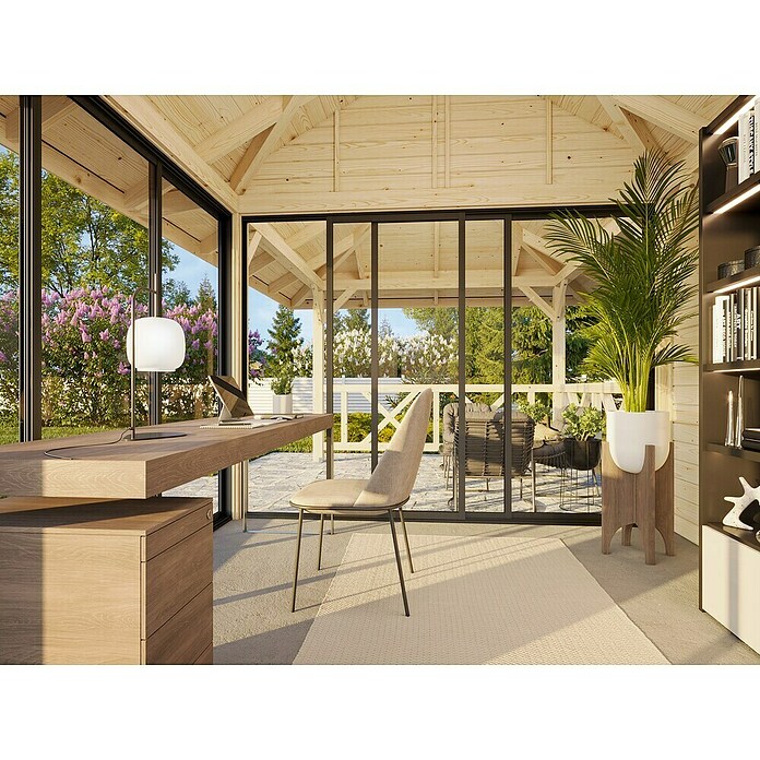 Palmako Caseta de jardín Bianca Set 204 Slide (Medidas ext. (An x Pr): 672 x 384 cm, Madera, Natural) | BAUHAUS