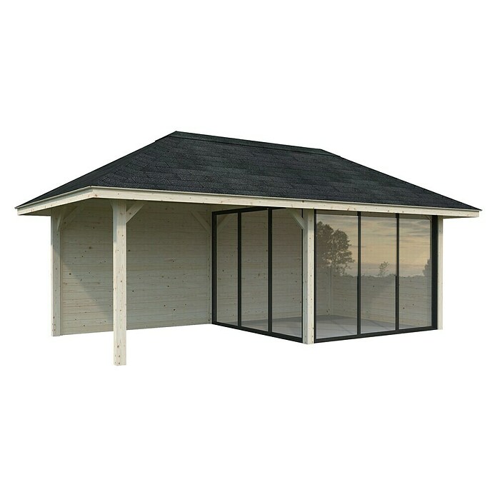 Palmako Caseta de jardín Bianca Set 205 Slide (Medidas ext. (An x Pr): 672 x 384 cm, Madera, Natural) | BAUHAUS