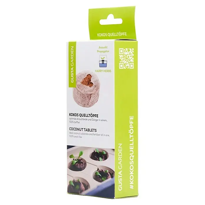 Gusta Garden Anzucht-Set Stadtkräutergarten Set - 6 -tlg., Dunkelgrau - Kokos Quelltöpfe von Gusta Garden, ideale Anzuchterde und Dünger in einem. 100% torffrei für beste Anzuchtergebnisse.