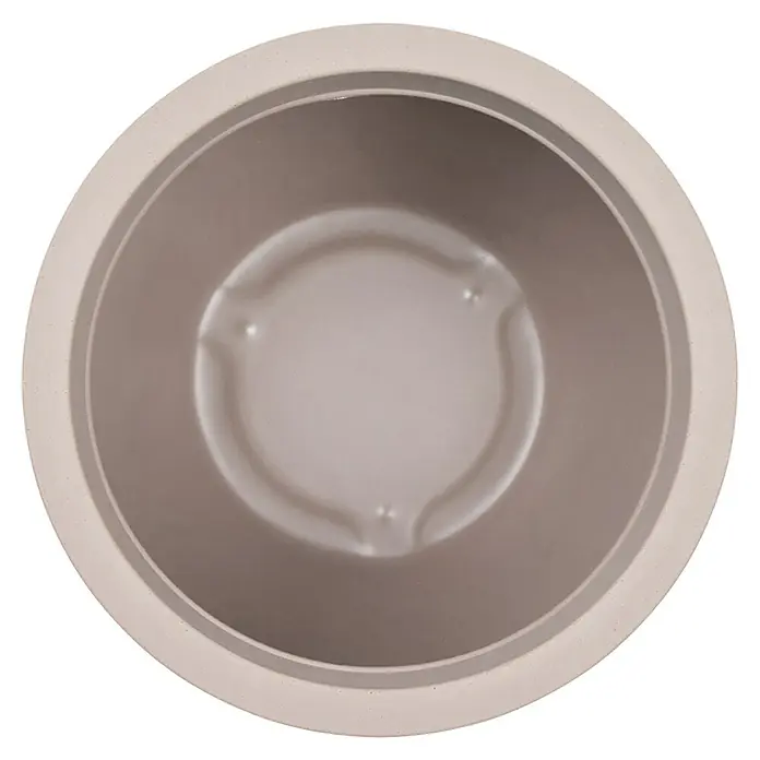 Siena Garden Pflanztopf Bristol - Außenmaß (Ø x H): 50 x 38,4 cm, Kunststoff, Taupe - Nahaufnahme einer runden, leeren Pflanzschale mit einer glatten, hellen Innenfläche und einem robusten, beigen Rand.