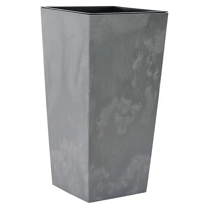 Siena Garden Pflanzsäule eckig Nizza Stone - Außenmaß (L x B x H): 40 x 40 x 75 cm, Kunststoff, Grau - Grauer, quadratischer Pflanzkübel mit marmorierter Oberfläche für Innen- und Außenbereiche, ideal für stilvolle Pflanzenpräsentationen.