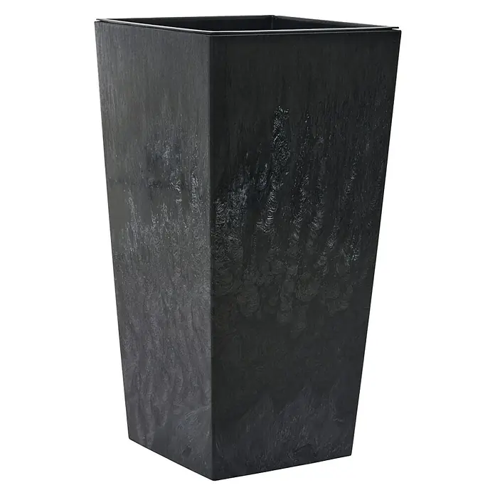 Siena Garden Pflanzsäule eckig Nizza Stone - Außenmaß (L x B x H): 40 x 40 x 75 cm, Kunststoff, Schwarz - Schwarzer, hoher Pflanzkübel mit strukturierter Oberfläche. Ideal für Innen- und Außenbereiche, robust und stilvoll für Pflanzen.