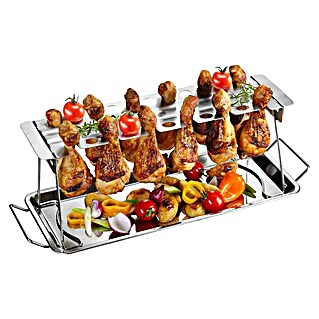Dick Hähnchenkeulen-Halterung BBQ (Edelstahl, L x B x H: 43,5 x 15,8 x 15,5 cm)