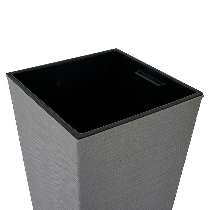 Siena Garden Pflanzsäule eckig Nizza Groove (Außenmaß (L x B x H): 40 x 40 x 41 cm, Kunststoff, Grau) | BAUHAUS