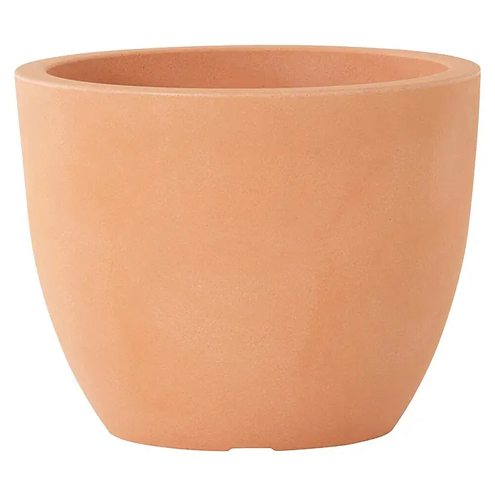 Siena Garden Pflanztopf Bristol - Außenmaß (Ø x H): 45 x 35 cm, Kunststoff, Terrakotta - Nahaufnahme eines terracottafarbenen Pflanzentopfes mit einer glatten Oberfläche und einer klassischen, konischen Form.